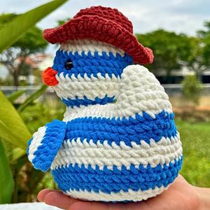 ตุ๊กตาสัตว์ผ้าฝ้ายถักโครเชต์ขนาดใหญ่ทำด้วยมือพร้อมหมวกผ้าคอตตอน PP - Product Image 2