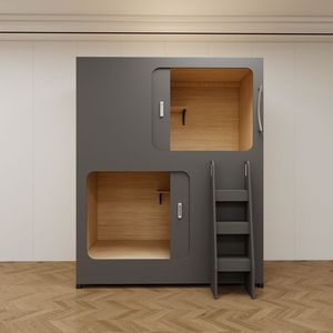 Cama cápsula moderna para hotel, litera para albergue juvenil, con almacenamiento con cerradura, para apartamento o dormitorio, individual, sencilla, de madera, tipo cápsula de descanso para viajeros - Product Image 1