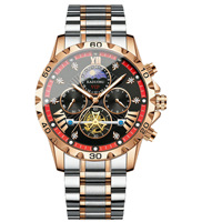 Montre Homme Multifonction Sportive à Quatre Cadrans et Six Aiguilles - Authentique, Qualité Professionnelle, Lumineuse, Bracelet en Acier Inoxydable, Idéale pour le Quotidien