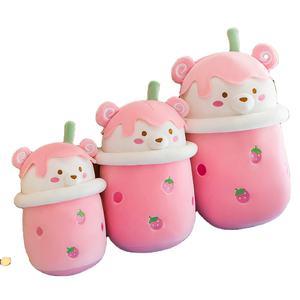 タピオカミルクティーぬいぐるみ、ミルクティーカップ型のクマのぬいぐるみ、フルーツボバ枕、柔らかい背もたれクッション、ボバ枕 - Product Image 1