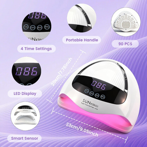 Lampe à LED pour ongles 500W, 90 LED, écran LCD, capteur automatique, 4 minuteurs, séchage rapide et uniforme du gel, qualité professionnelle, sécheuse à ongles portable, manucure à domicile - Product Image 1