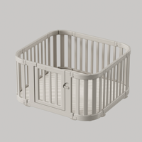 Parque Infantil de Plástico con Esquinas Redondeadas, Corralito Modular de Seguridad para Niños, Área de Juegos Interior para Niños Pequeños, Centro de Actividades de HDPE para Niños
