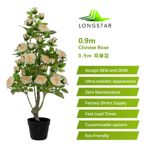Plastic Champagne <b>Artificial</b> Rose <b>Tree</b>, Faux Floral <b>Tree</b> for Wedding Hotel Mall Decoration - Product Image 4