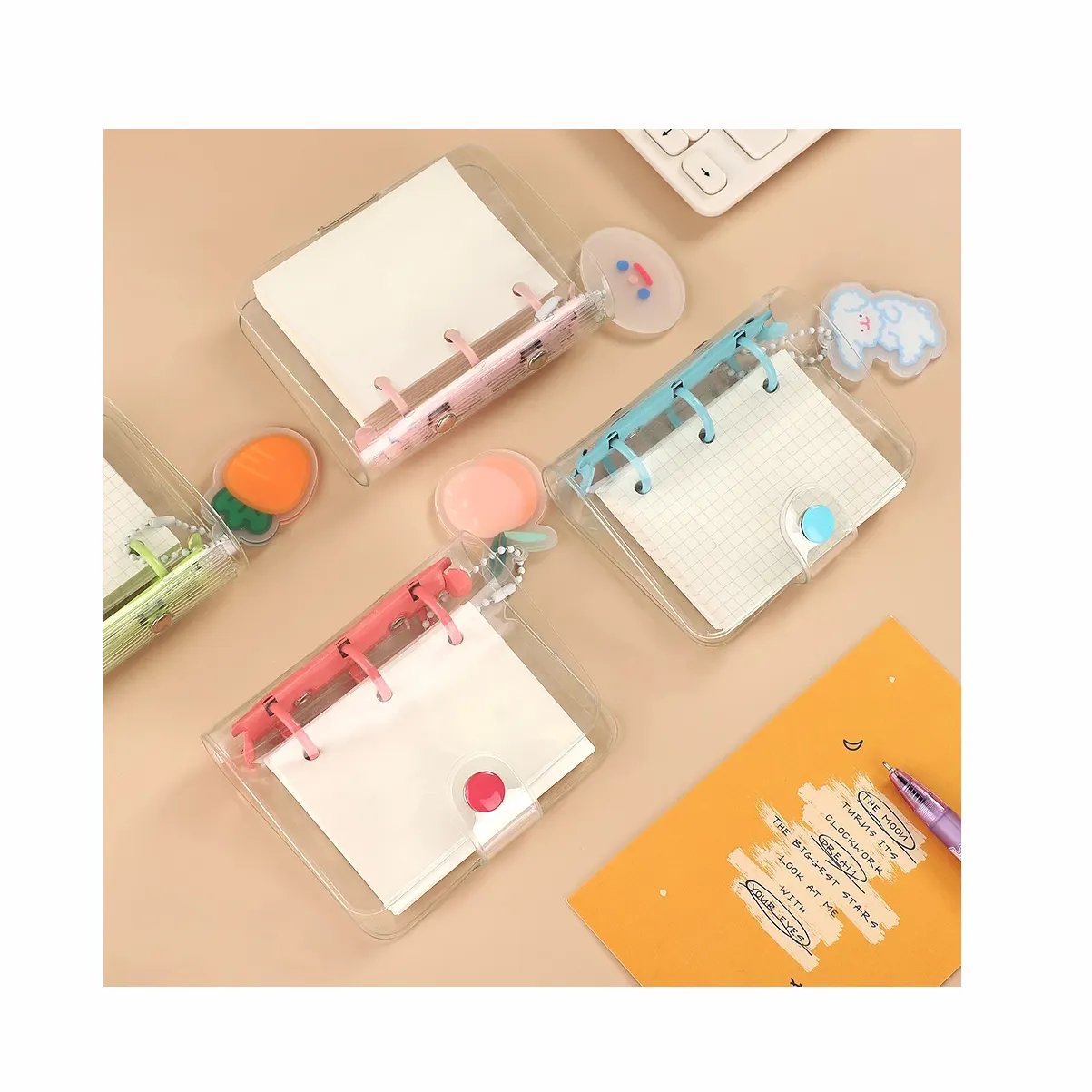 Creative Cute Transparent Mini 3 Ring Lose blatt Notizbuch Student Portable Notebook Ringo rdner Mini Notizblock Schul bedarf