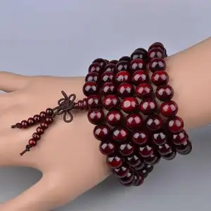 Bracelet bouddha en bois de santal à la mode, 108 perles de prière en vrac, fabrication de bijoux, bois naturel, 1159915