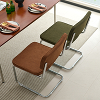 Chaise d'arche nordique vintage en velours côtelé, chaise de salle à manger, chaise décontractée, pour les salons de thé, usage domestique, cadre en acier, chaise en fer forgé, velours