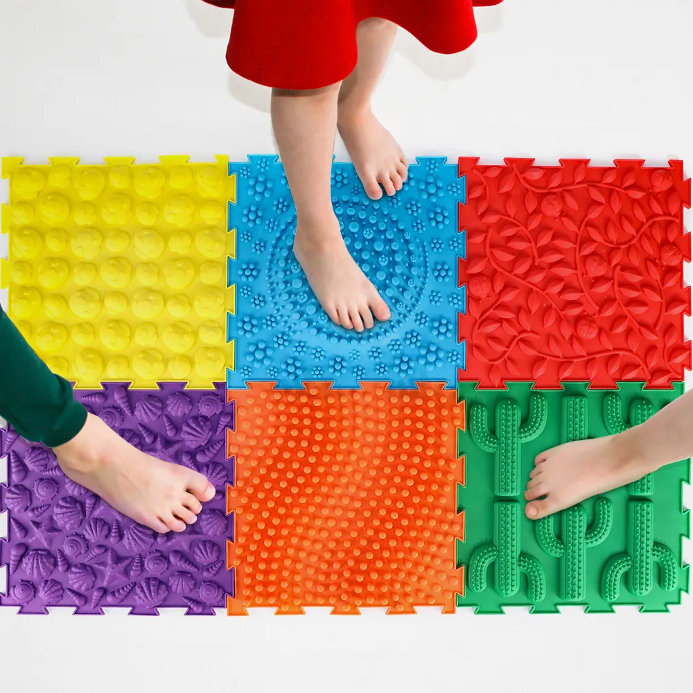 Tapete ortopédico de autismo sensorial, brinquedos educativos para crianças, conjunto de massagem do chão, tapete de módulo de acupressão para pés