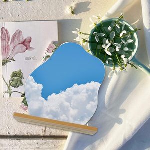 Ins Irregular <b>Acrylic</b> Personalized Makeup <b>Mirror</b> Decorative <b>Mirror</b> Wooden Base Cosmetic De Maquillaje Vanity <b>Mirror</b> - Product Image 3