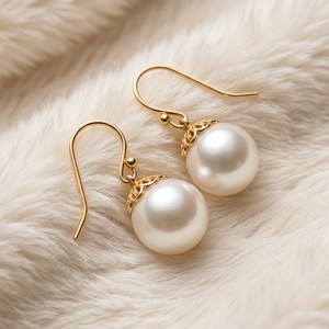 Ear Enlace Oem Odm 14K Gold Plated Round Pearl Dangle <b>Hook</b> <b>Earrings</b> Elegant Women Jewelry Wholesale Custom - Product Image 3
