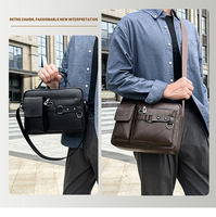 Sac Messager en Cuir PU Véritable avec Logo Personnalisé pour Ordinateur Portable Hommes, Sac à Bandoulière d'Affaires Grande Capacité Étanche