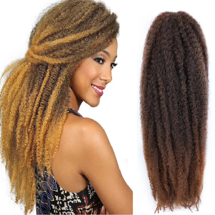 Free Sample Short Dread Soft Curly Ombre Color Yaman Twist 20 Inch Extension Hair Crotchet Marley Afro Kinky Braid