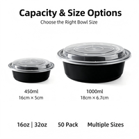 Freshware – Bols de préparation des repas en plastique avec couvercles, sans BPA, empilables, compatibles micro-ondes/lave-vaisselle/congélateur, 16 oz/40 oz