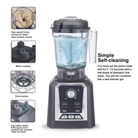 Blender de cuisine intelligent 2200W 2L sans BPA avec réglages de vitesse élevée, puissance et vitesse élevées, broyeur à paroi, presse-agrumes