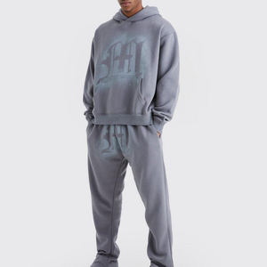 Conjunto de Sudadera con Capucha para Hombre, Corte Holgado, Felpa, Chándal Informal con Bolsillo, Ropa de Otoño - Product Image 1