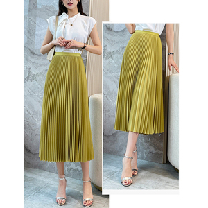 <span class=keywords><strong>Jupe</strong></span> mi-longue plissée en Satin pour femmes, automne <span class=keywords><strong>hiver</strong></span>, taille haute, fluide, ligne a - Product Image 4