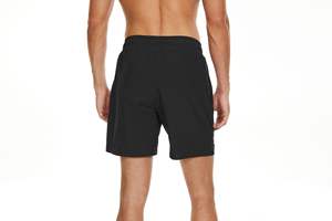 Pantalones cortos de gimnasio deportivos de ocio doble para hombre, pantalones cortos negros de secado rápido con cordón de cintura media, estilo Formal tejido sólido - Product Image 4