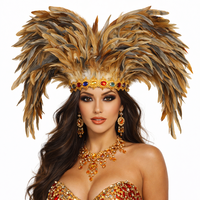 Coiffe en Plumes de Haute Qualité pour Défilé de Carnaval, Costume de Samba, Fait Main, Cousu, Plumes Naturelles, Aspect Premium