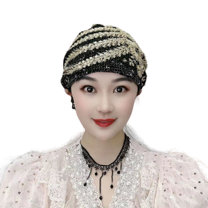 ASEEN Fashion Design Bamboo Weaving Mesh Hollowed Head Scarf Lace Muslim Turban Cap for Women Breathable Eco-Friendly Zhejiang - Product Image 1