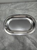 Assiette ovale en acier inoxydable 410 pour buffet de cuisine, service de riz et de poisson, édition limitée à prix réduit 28*18*2 cm