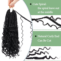Boho Box Crochet Tresses Cheveux Mixtes Pouce Bohème Crochet Box Tresses Bouclés Extrémités Pre Looped Crochet Cheveux pour les Femmes Noires