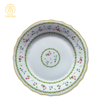 Service de table en céramique personnalisé avec motif de vigne verte et de roses romantiques françaises, gaufré, pour mariage, fête et location