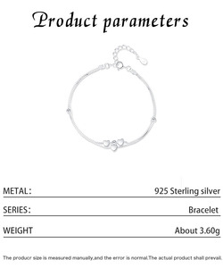 S925 <b>Silver</b> Sweet Minimalist Double Layer Heart Bracelet With Heart <b>Charms</b> Unisex Everyday Wear Jewelry - Product Image 2