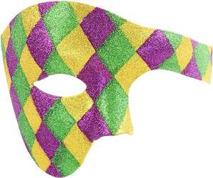 HLC หน้ากากปาร์ตี้งานเลี้ยงมาร์ดิกราส์สีม่วงสีเขียวทองมาร์ดิกราส์ฮาร์เลควินสำหรับปาร์ตี้พาเหรดเทศกาลอ้วน - Product Image 1