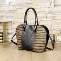 Sac de travail et de bureau en cuir pleine fleur effet croco dégradé pour femme, grande capacité, sac fourre-tout pour ordinateur portable 14,2 pouces, sac à main en forme de coquille