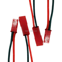 Kabel Plug-in Konektor 2P LED Merah Hitam Male Female 10CM dengan Satu Ujung Berlapis Timah Isolasi PVC Konduktor Tembaga