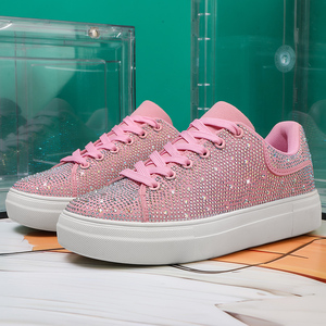 Chaussures de marche compensées respirantes antidérapantes pour femmes avec strass et cristaux, baskets de soirée décontractées et élégantes - Product Image 6