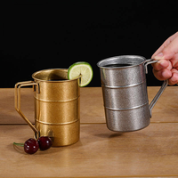 Tasses à bière en acier inoxydable de 350 ml sans BPA, incassables, avec logo personnalisé, avec poignée, pour le camping, cadeau