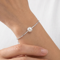 Bijoux de mode en gros personnalisés, bracelet en argent sterling 925 avec perles d'eau douce, cadeau pour fille, femme, anniversaires