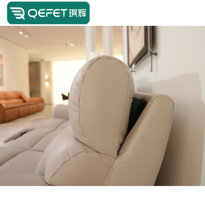 Sofá Reclinable Seccional Manual Moderno <span class=keywords><strong>de</strong></span> Cuero Genuino con Consola y <span class=keywords><strong>Mesa</strong></span> Plegable para Sala <span class=keywords><strong>de</strong></span> Estar - Product Image 4