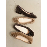 Bonnet à talons laine australienne français léger sans lacet automne été chaussures de ballet simples chaussures à fourrure pour femmes