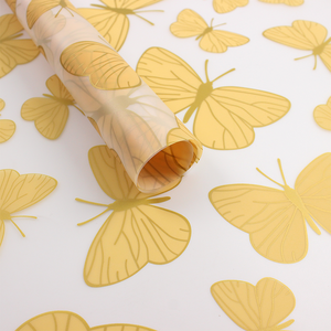 Papier d'emballage floral translucide imprimé papillon coloré durable, papier d'emballage cadeau floral élégant et doux pour les fleuristes - Product Image 6