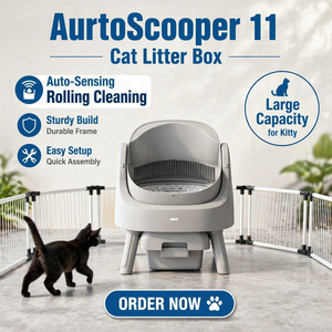Bac à litière intelligent automatique pour chat avec détection infrarouge multiple, roulement automatique, contrôle des odeurs, en PP, conception ouverte - Product Image 1