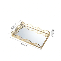 Plateau de service de luxe multifonctionnel avec miroir pour coiffeuse et bureau, idéal pour le rangement de bijoux et d'aliments