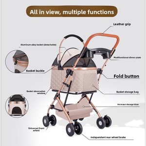 Pet Stroller Foldable Lightweight Durable 4-Wheel Oxford Fabric <strong>Dog</strong> Cat Carrier Travel <strong>Trolley</strong> - Product Image 5