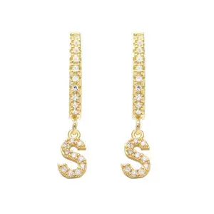 China Alibaba 925 Sterling Silver 18k Gold Plated Jewelry Initial S Earrings For Women