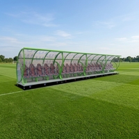 Abri modulaire extérieur mobile pour les joueurs, résistant aux intempéries et aux vandales, avec sièges, banc de remplacement, logo personnalisé, pour le football et les sports