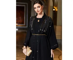 Limanying supply open abaya wholesale bulk cheap dubai muslin abaya dubai black open abaya 2023