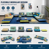 Ensemble de salon modulaire en velours coloré au design moderne et personnalisé, avec sièges profonds, pour villa et hôtel, canapé Mahjong en tissu modulaire