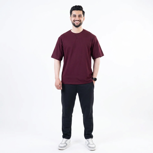 FINER THREADS Camisetas de Hombre con Hombros Caídos, Manga Corta, Color Sólido, Corte Regular, Transpirables, Cuello Redondo, Lavadas - Product Image 1