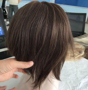 Proveedor sin procesar mujeres crudas color marrón top de seda sin pegamento corto alopecia masculino protésico 100% pelucas médicas de cabello humano - Product Image 2