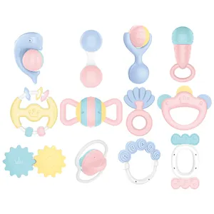 Chocalho de silicone para bebês, conjunto de chocalho macio e de dentição, chocalho de brinquedo com 12 peças