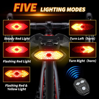 Luz Trasera Inalámbrica para Bicicleta con Intermitentes, Recargable Tipo-C, Luz de Advertencia para Bicicleta con Control Remoto para Ciclismo al Aire Libre, Linterna para Bicicleta