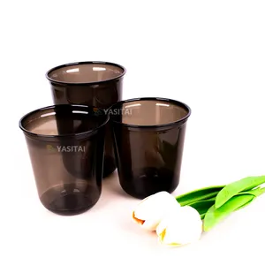 YST beverage disposable juice takeout packaging black lenticular cup PET bubble tea plastic cups