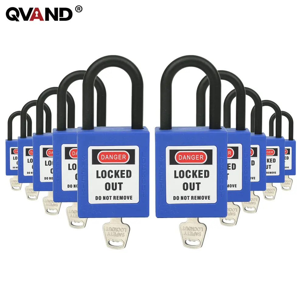 QVAND safety plastic padlocks blue with master key non conductive insulated china lockout