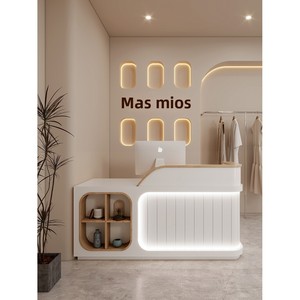 Mobili per Salone Commerciale a Forma di L in Stile Crema, in MDF, Completamente Arredati, Design Moderno e Semplice, per Negozio di Animali, Piccolo Bar, Cassa, Abbigliamento Donna - Product Image 2
