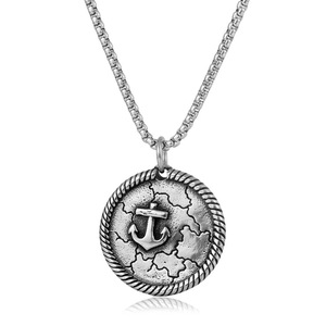Collar con colgante de ancla de acero inoxidable yunnique con diseño de calavera de serpiente y ojo rojo para hombre, joyería de regalo, cadena de 60cm - Product Image 3